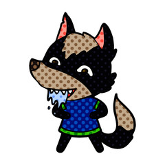 cartoon hungry wolf
