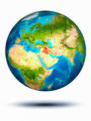 Iraq on Earth with white background