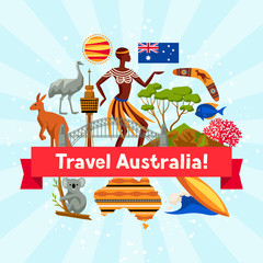 Australia background design. Australian traditional symbols and objects