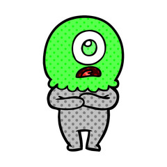 cartoon cyclops alien spaceman