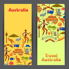 Australia banners design. Australian traditional symbols and objects