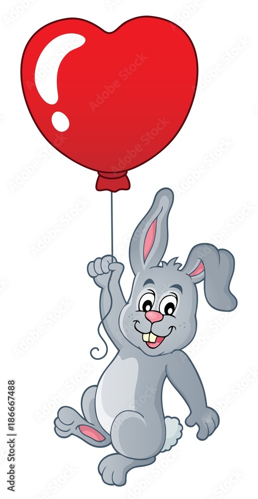 Canvas Prints Rabbit with heart shaped balloon theme 1