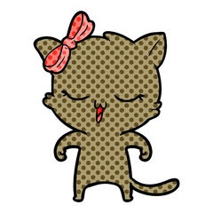 cartoon cat with bow on head