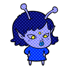pretty cartoon alien girl