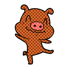 cartoon drunk pig