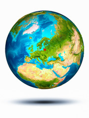 Lithuania on Earth with white background