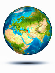 Azerbaijan on Earth with white background