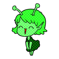 cartoon alien girl laughing