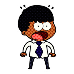 cartoon shocked man in shirt and tie