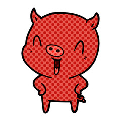 happy cartoon pig