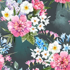 Abwaschbare Fototapete Watercolor vector floral pattern © zenina