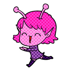 cartoon alien girl laughing