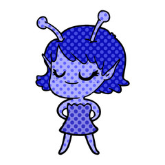 smiling alien girl cartoon