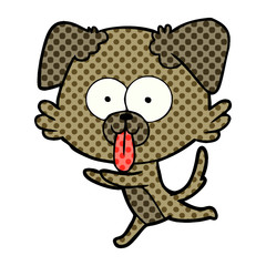 cartoon running dog with tongue sticking out