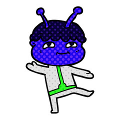 friendly cartoon spaceman dancing