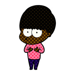 nervous cartoon boy