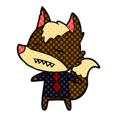 cartoon office wolf showing teeth