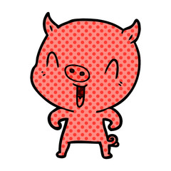 happy cartoon pig