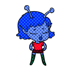 cute alien girl cartoon