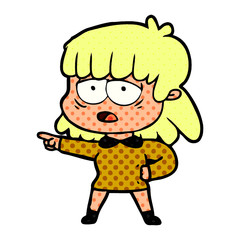 cartoon tired woman pointing