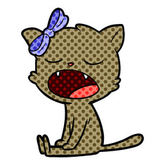 cartoon yawning cat