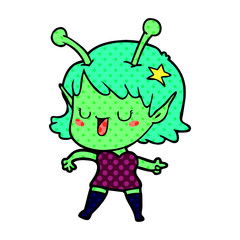 happy alien girl cartoon