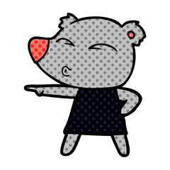 cartoon whistling bear in dress