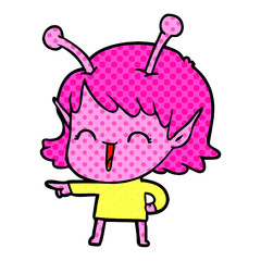 cartoon alien girl laughing