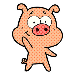 happy cartoon pig