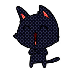 happy cartoon cat meowing
