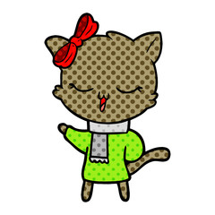 cartoon cat with bow on head