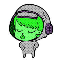 cartoon pretty astronaut girl