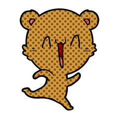happy bear running cartoon