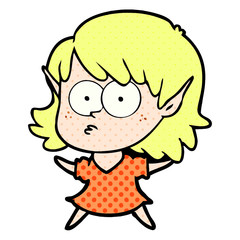 cartoon elf girl staring