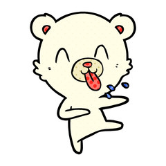 rude cartoon dancing polar bear sticking out tongue