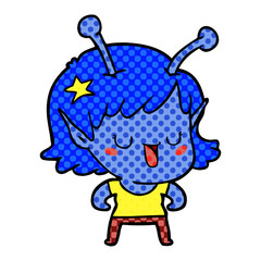 happy alien girl cartoon