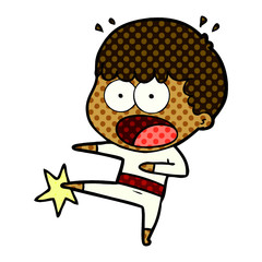 cartoon boy karate kicking