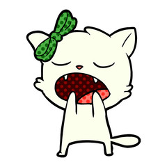 cartoon yawning cat