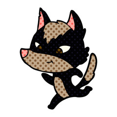friendly cartoon wolf running