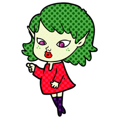 pointing cartoon elf girl