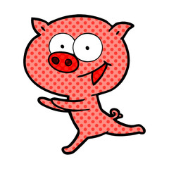 cheerful pig cartoon