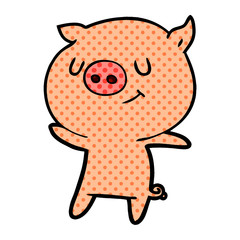 happy cartoon pig