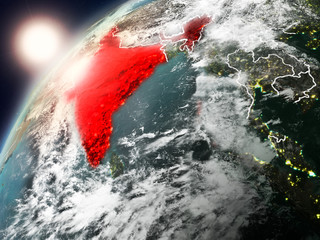 India on planet Earth in sunset