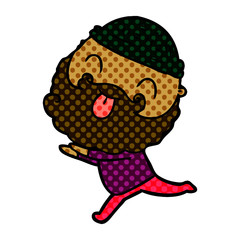 running man with beard sticking out tongue