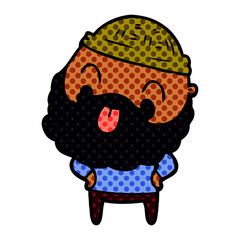 man with beard sticking out tongue