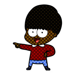 happy cartoon boy pointing