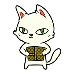 cartoon cat holding parcel