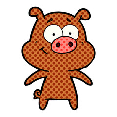 happy cartoon pig