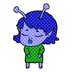 cute alien girl cartoon