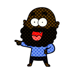cartoon crazy happy man with beard